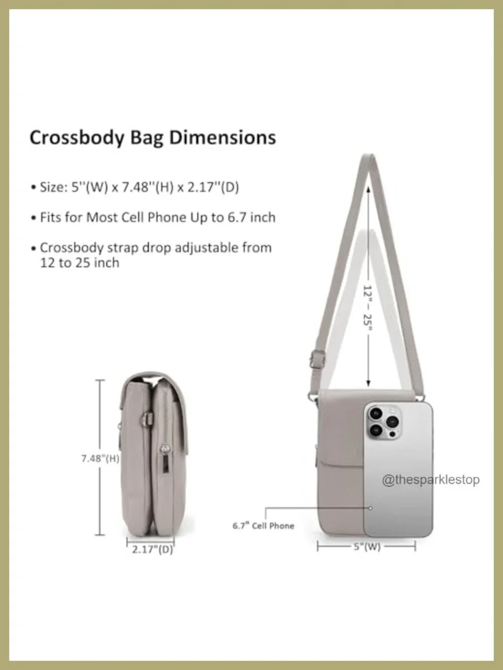 Genuine Leather Crossbody Bag with RFID Blocking Wallet, Phone Purse